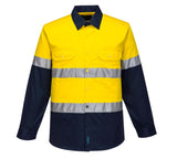 Portwest - MA801 - Hi-Vis Two Tone Lightweight Long Sleeve Shirt with Tape - Yellow/Navy - Orange/Navy