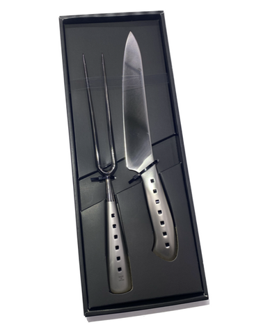 Fujitora/Tojiro - Sha Ra Ku Mono Stainless Steel 17cm Carving Fork & 21cm Carving Knife