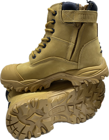 Munka - Zebu Side Zip Lace Up Composite Toe Boot - Wheat