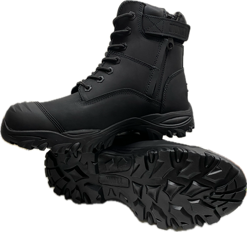 Munka - Zebu Side Zip Lace Up Composite Toe Boot - Black