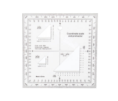 Rothco - Coordinate Mils / Degree Scale Protractor - 5" x 5"