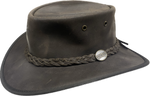 Barmah - Foldaway Waterproof Oiled Leather Hat - Brown