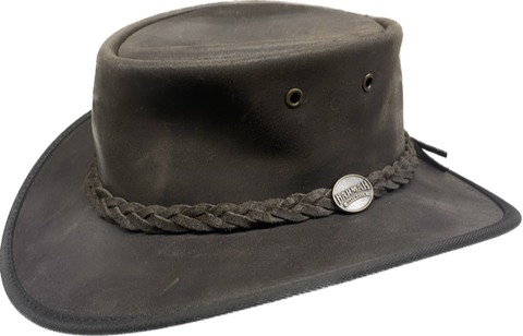 Barmah - Foldaway Waterproof Oiled Leather Hat - Brown