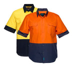 Portwest- MS902 - Hi-Vis Two Tone Short Sleeve Shirt - Yellow/Navy - Orange/Navy