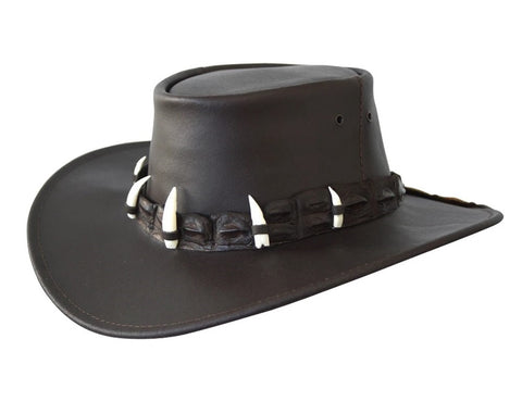 Jacaru - Croc Hunter Leather Hat - Brown
