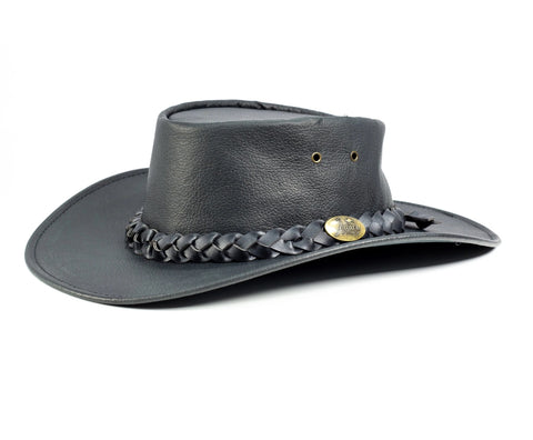 Jacaru - 1001 Kangaroo Leather Hat - Black / Brown