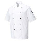 Portwest - C734 - Kent Short Sleeve Chef Jacket - White / Black