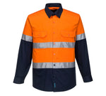 Portwest - MA801 - Hi-Vis Two Tone Lightweight Long Sleeve Shirt with Tape - Yellow/Navy - Orange/Navy
