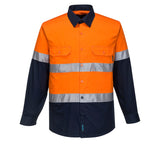 Portwest - MA801 - Hi-Vis Two Tone Lightweight Long Sleeve Shirt with Tape - Yellow/Navy - Orange/Navy