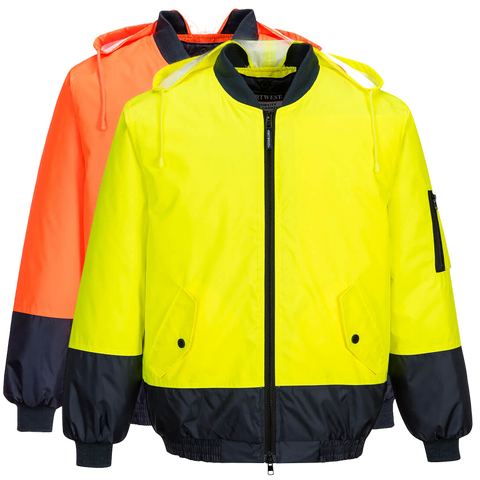 Portwest - MJ304 - Hi-Vis Bomber Jacket - Yellow/Navy - Orange/Navy