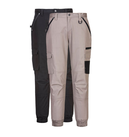 MP703 - Cuffed Slim Fit Stretch Work Pants  - Black / Sand