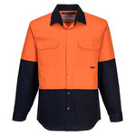 Portwest - MS901 - Hi-Vis Two Tone Regular Weight Long Sleeve Shirt - Yellow / Navy - Orange / Navy