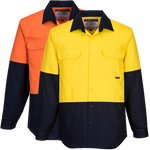 Portwest - MS901 - Hi-Vis Two Tone Regular Weight Long Sleeve Shirt - Yellow / Navy - Orange / Navy
