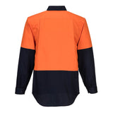 Portwest - MS901 - Hi-Vis Two Tone Regular Weight Long Sleeve Shirt - Yellow / Navy - Orange / Navy