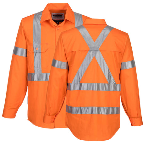 Portwest - MX301 - 100% Lightweight Cotton Long Sleeve Shirt with Cross Back Tape - Orange