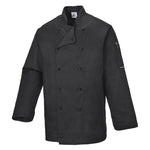 Portwest - C834 Somerset Long Sleeve Chef Jacket - White - Black