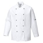 Portwest - C834 Somerset Long Sleeve Chef Jacket - White - Black